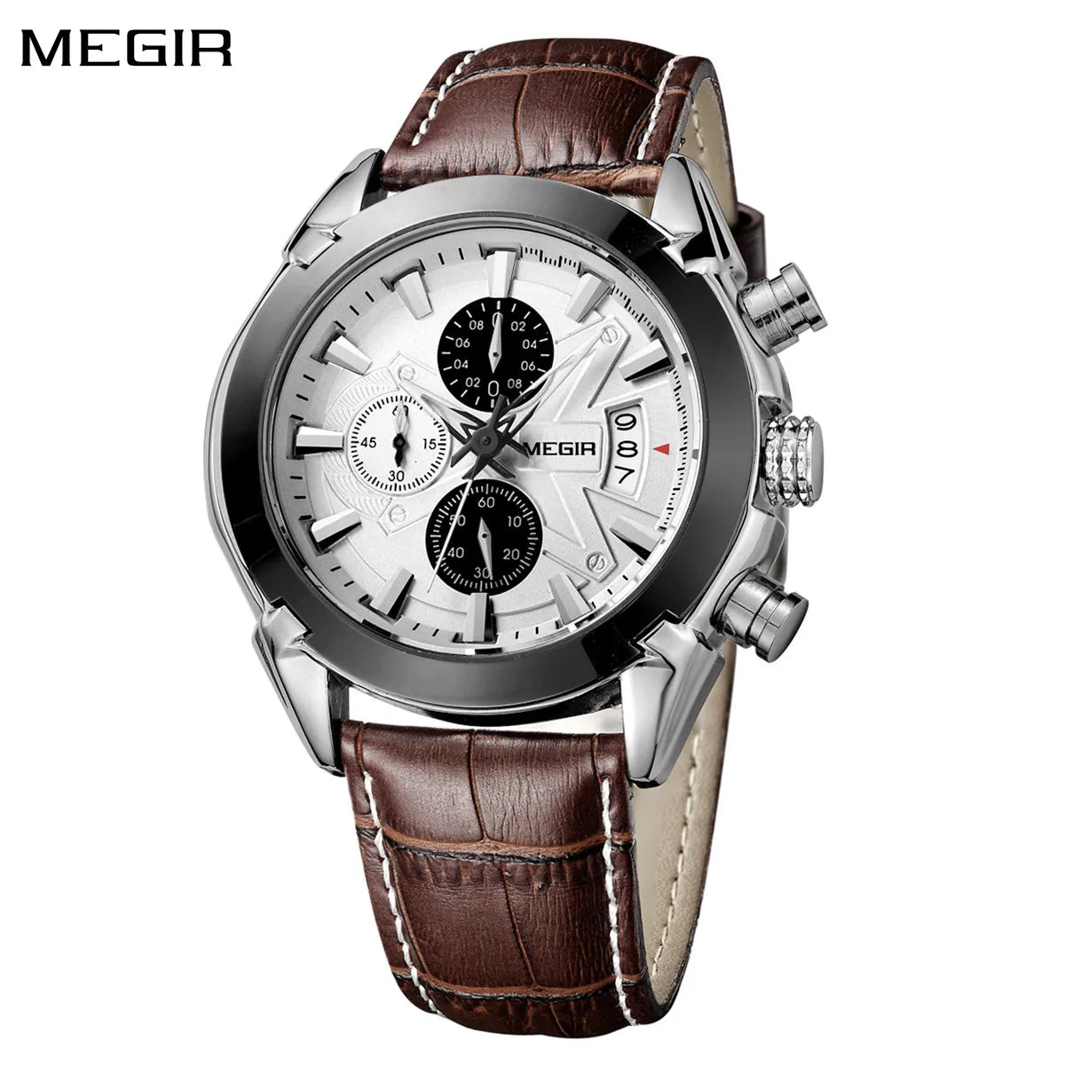 MEGIR Men’s Waterproof Leather Chronograph Watch