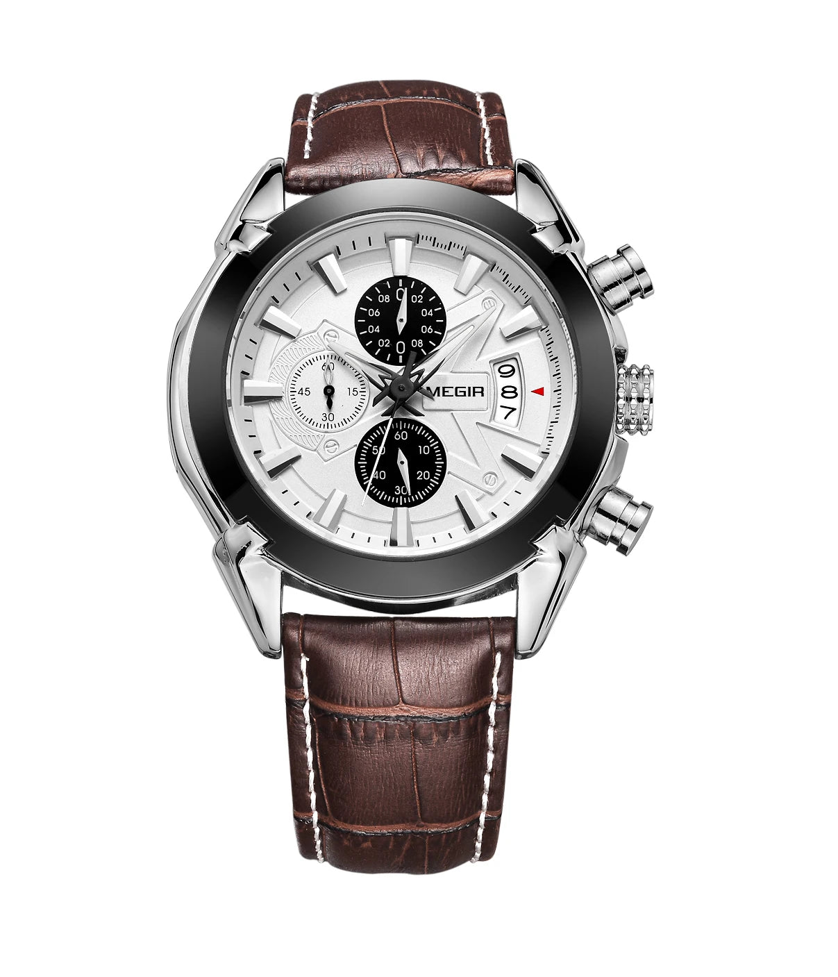 MEGIR Men’s Waterproof Leather Chronograph Watch