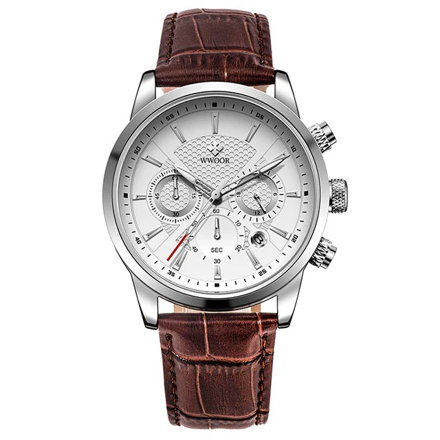 WWOOR Luxury Men's Watch 2024 – Waterproof Leather Quartz Chronograph
