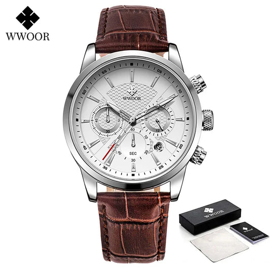 WWOOR Luxury Men's Watch 2024 – Waterproof Leather Quartz Chronograph