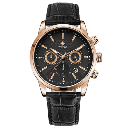 WWOOR Luxury Men's Watch 2024 – Waterproof Leather Quartz Chronograph