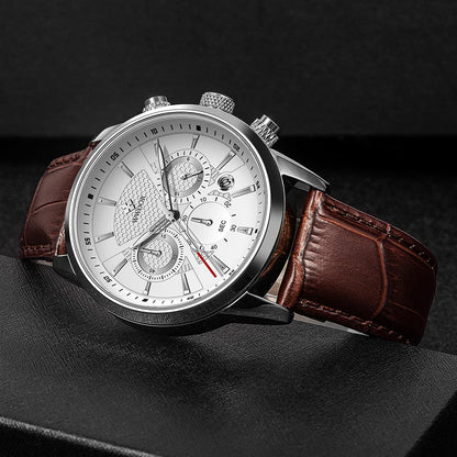WWOOR Luxury Men's Watch 2024 – Waterproof Leather Quartz Chronograph