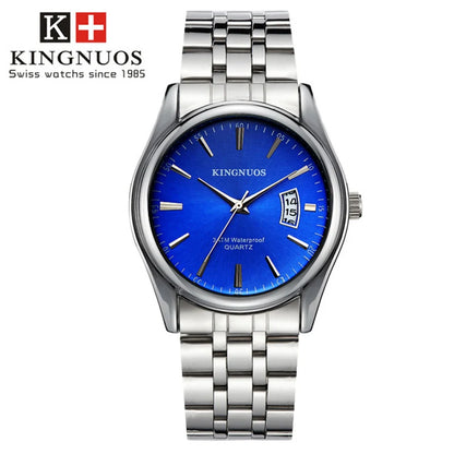 Men's Luxury Quartz Stainless Steel Waterproof Watch with Calendar