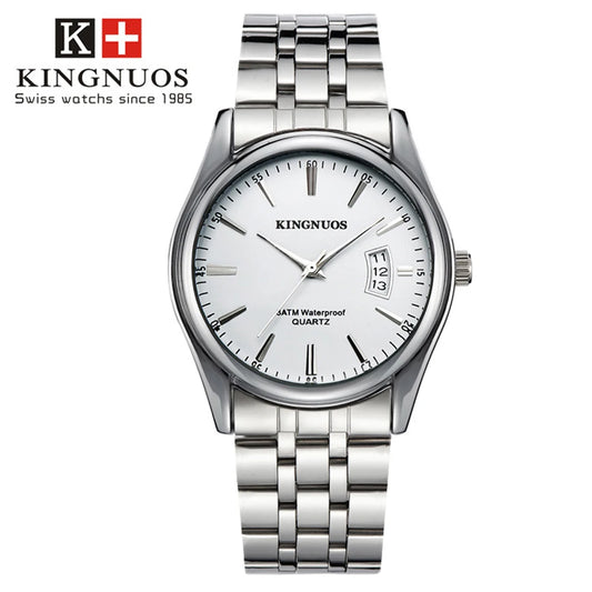 Men's Luxury Quartz Stainless Steel Waterproof Watch with Calendar