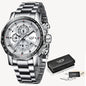 LIGE Men's Sport Chronograph Watch – Luxury Full Steel Waterproof Timepiece