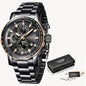 LIGE Men's Sport Chronograph Watch – Luxury Full Steel Waterproof Timepiece