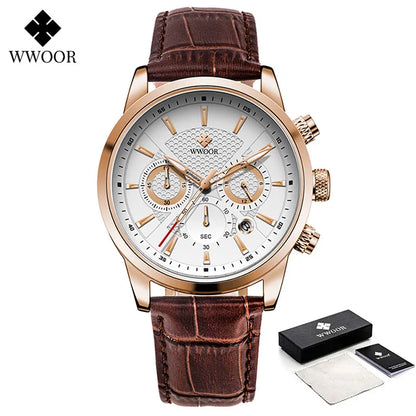 WWOOR Luxury Men's Watch 2024 – Waterproof Leather Quartz Chronograph
