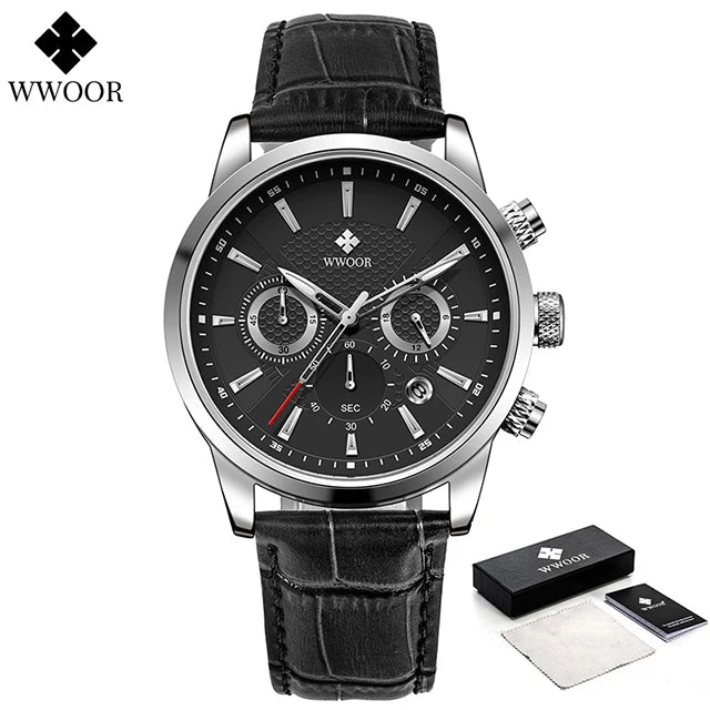 WWOOR Luxury Men's Watch 2024 – Waterproof Leather Quartz Chronograph