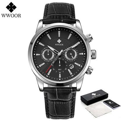 WWOOR Luxury Men's Watch 2024 – Waterproof Leather Quartz Chronograph