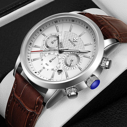 WWOOR Luxury Men's Watch 2024 – Waterproof Leather Quartz Chronograph