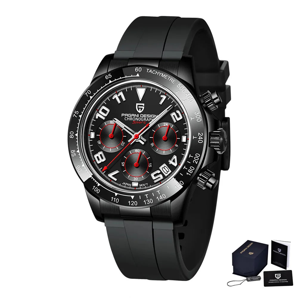 PAGANI DESIGN Men’s Luxury Chronograph – Rubber Strap, Sapphire Glass