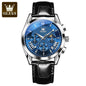 OLEVS Luxury Men's Quartz Watch – Waterproof, Leather Strap, High Quality