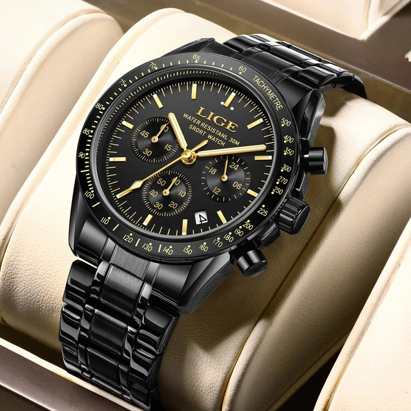 LIGE 2025 Luxury Men’s Quartz Chronograph Watch
