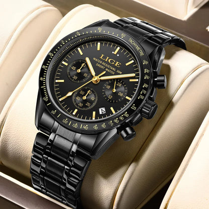 LIGE 2025 Luxury Men’s Quartz Chronograph Watch
