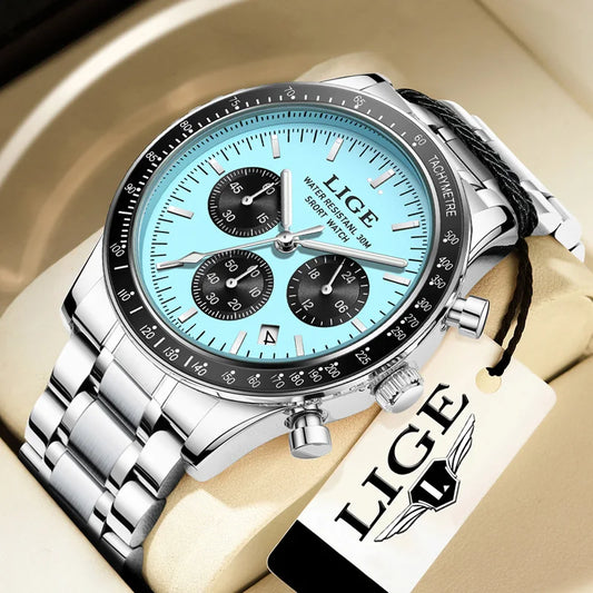 LIGE 2025 Luxury Men’s Quartz Chronograph Watch