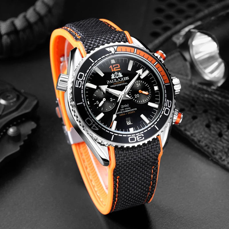 PAULAREIS P Men’s Automatic Mechanical Watch – Rubber Strap