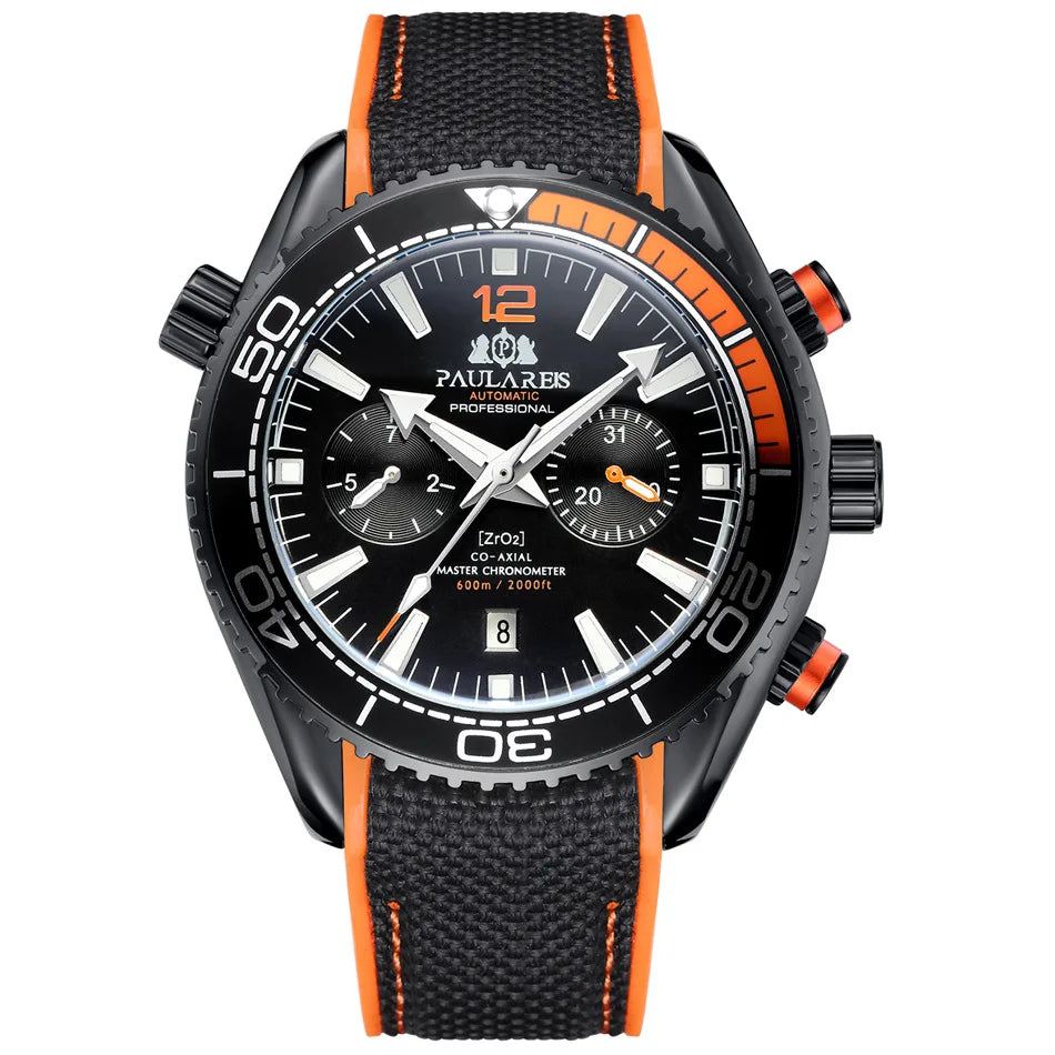 PAULAREIS P Men’s Automatic Mechanical Watch – Rubber Strap