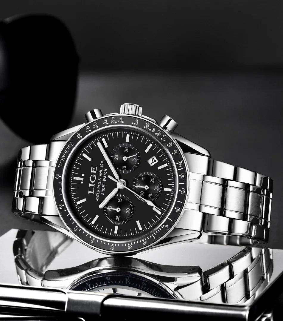 LIGE 2025 Luxury Men’s Quartz Chronograph Watch