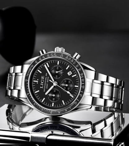 LIGE 2025 Luxury Men’s Quartz Chronograph Watch