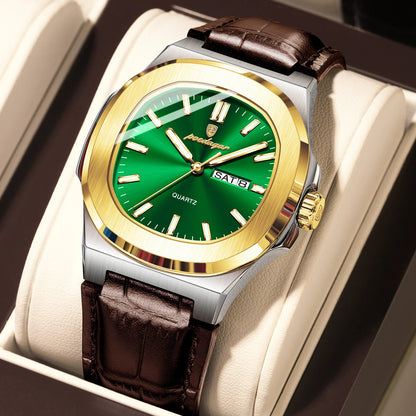 POEDAGAR Luxury Men’s Quartz Watch – Luminous, Waterproof, Leather Strap