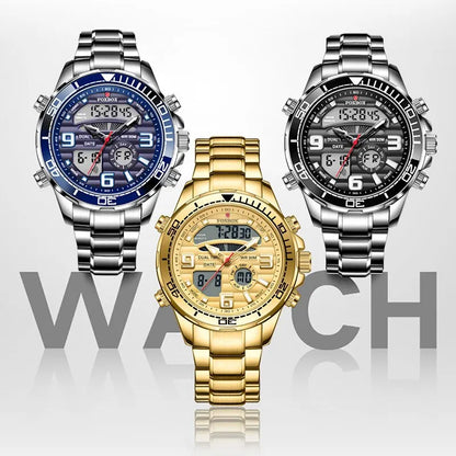 Luxury Men’s Quartz Watch – All-Steel, Military Style, Waterproof, with Gift Box