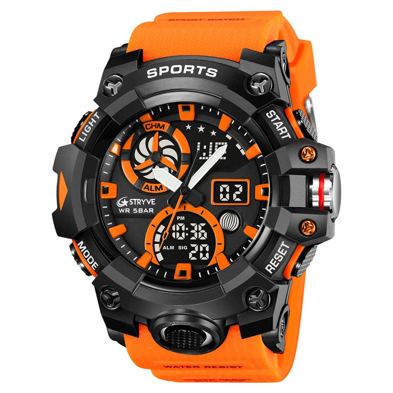 STRYVE Men’s Electronic Sports Watch – Dual Time