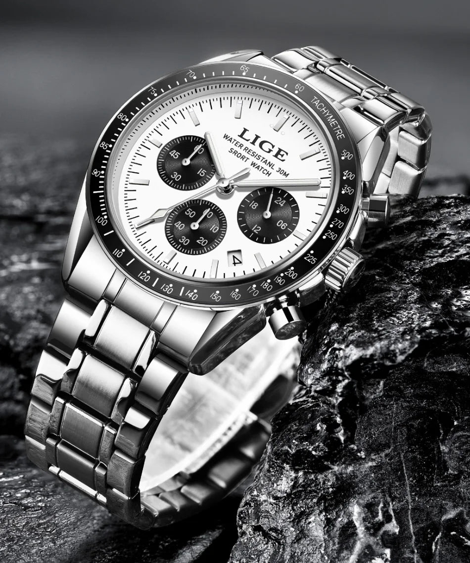 LIGE 2025 Luxury Men’s Quartz Chronograph Watch