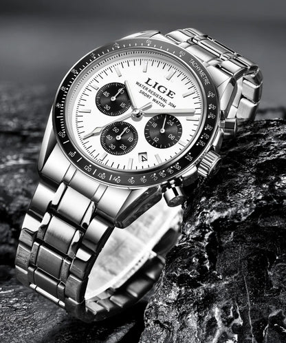 LIGE 2025 Luxury Men’s Quartz Chronograph Watch