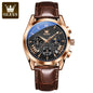 OLEVS Luxury Men's Quartz Watch – Waterproof, Leather Strap, High Quality