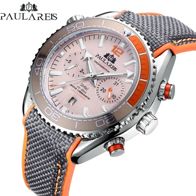 PAULAREIS P Men’s Automatic Mechanical Watch – Rubber Strap