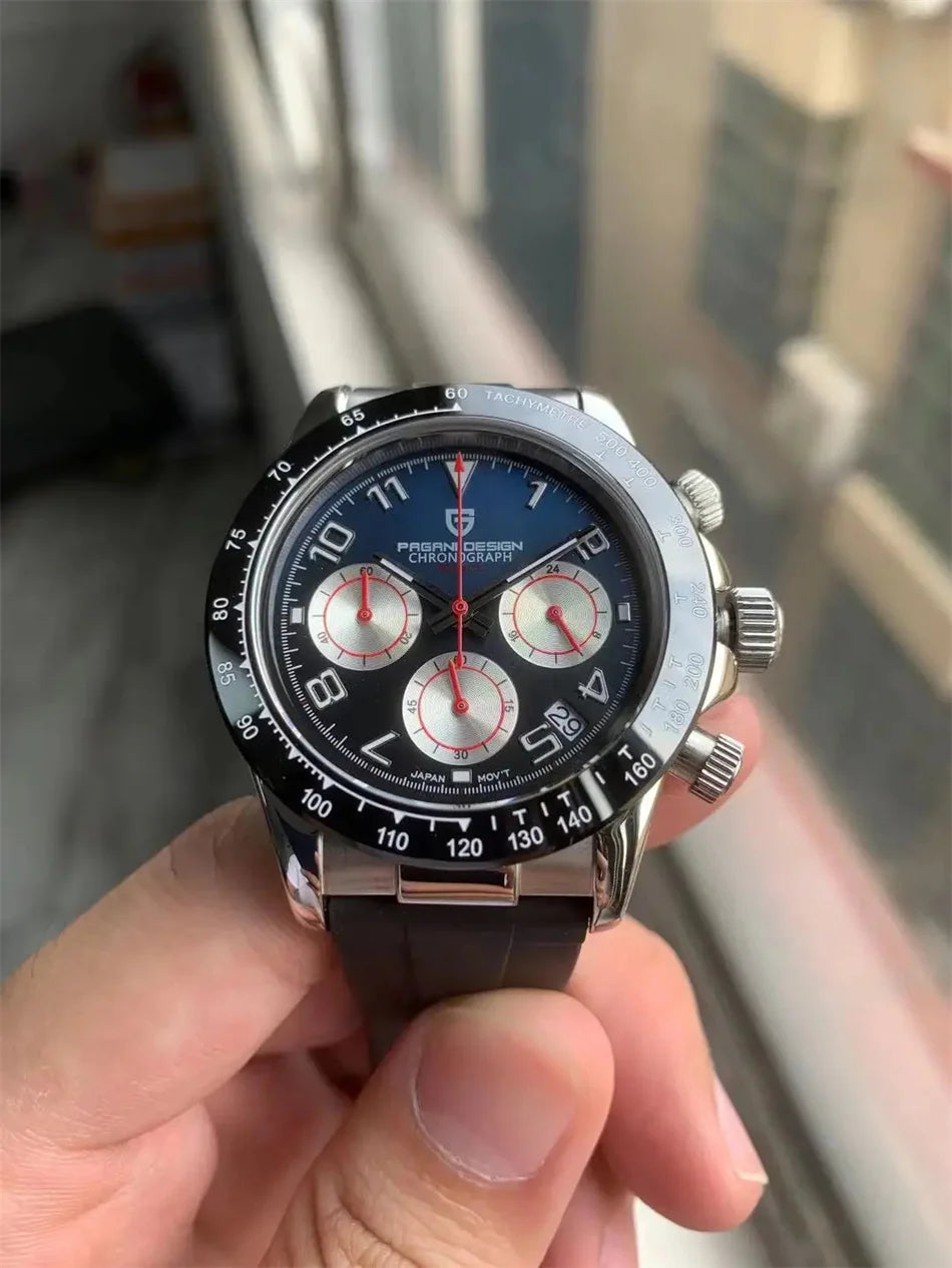 PAGANI DESIGN Men’s Luxury Chronograph – Rubber Strap, Sapphire Glass