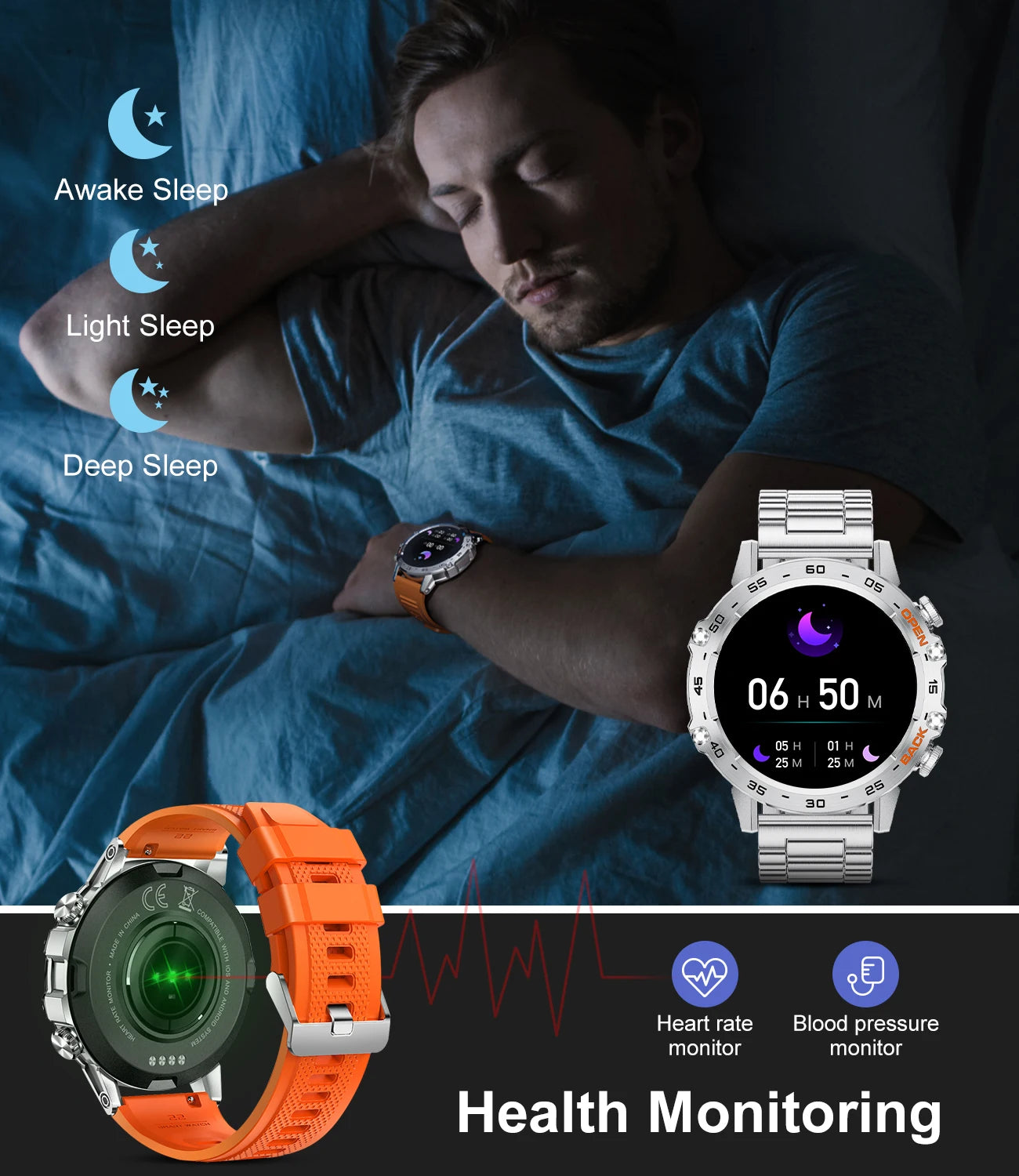 LIGE 1.39" Men’s Bluetooth Smartwatch – Sport & Fitness, Heart Rate Monitor