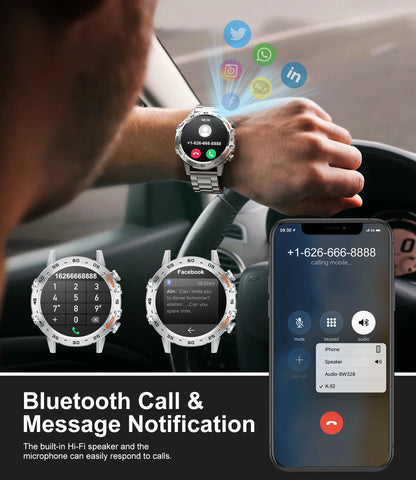 LIGE 1.39" Men’s Bluetooth Smartwatch – Sport & Fitness, Heart Rate Monitor