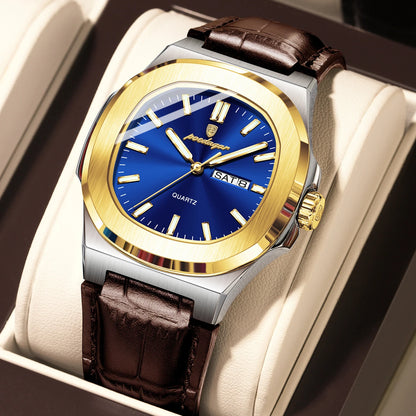 POEDAGAR Luxury Men’s Quartz Watch – Luminous, Waterproof, Leather Strap