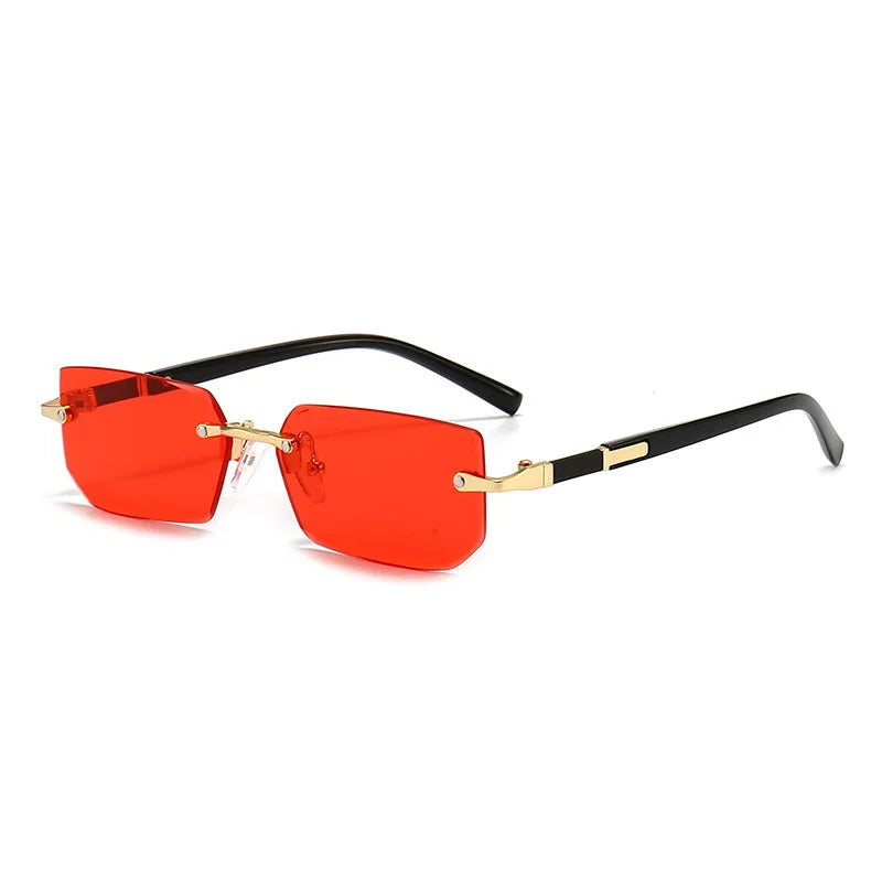 Rimless Rectangle Unisex Sunglasses – Small Summer Shades