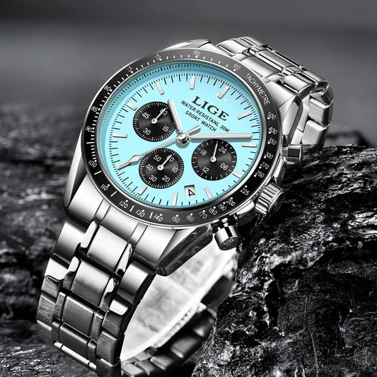 LIGE 2025 Luxury Men’s Quartz Chronograph Watch