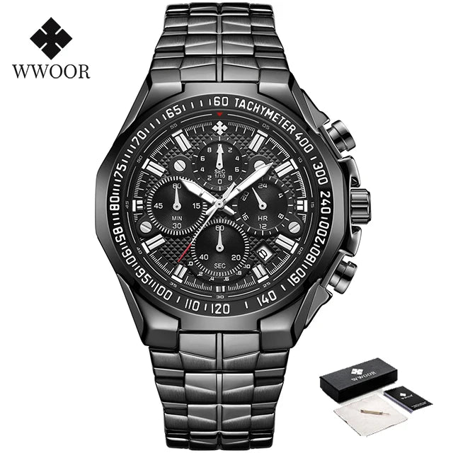 WWOOR Men's Luxury Gold Chronograph Watch – 2024 Top Brand