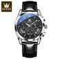 OLEVS Luxury Men's Quartz Watch – Waterproof, Leather Strap, High Quality
