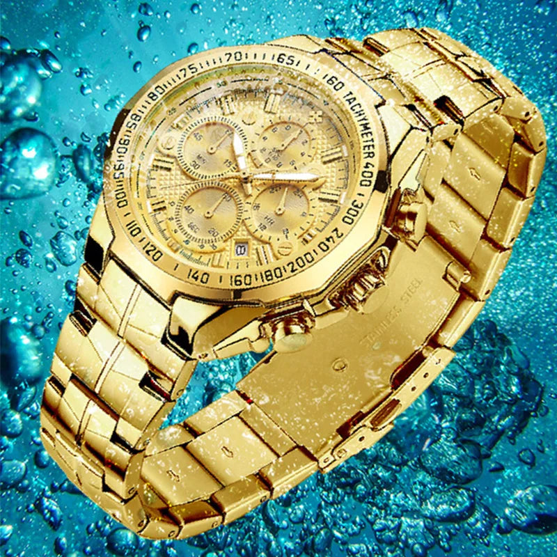 WWOOR Men's Luxury Gold Chronograph Watch – 2024 Top Brand