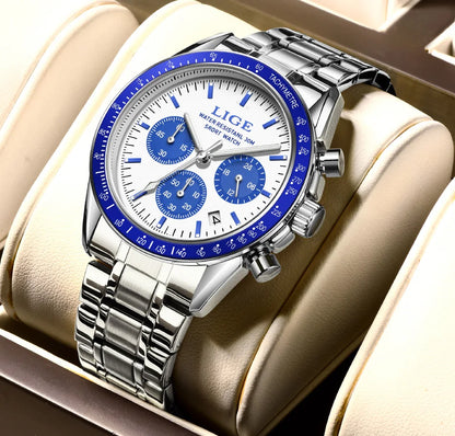 LIGE 2025 Luxury Men’s Quartz Chronograph Watch