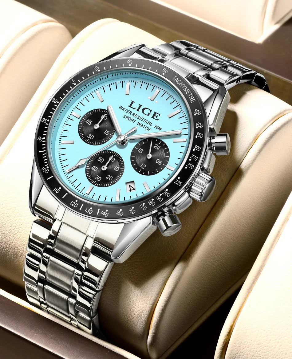 LIGE 2025 Luxury Men’s Quartz Chronograph Watch