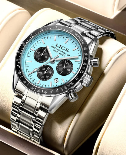 LIGE 2025 Luxury Men’s Quartz Chronograph Watch