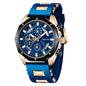 Luxury Sports Quartz Watch for Men – Big Dial, Auto Date & Silicone Strap