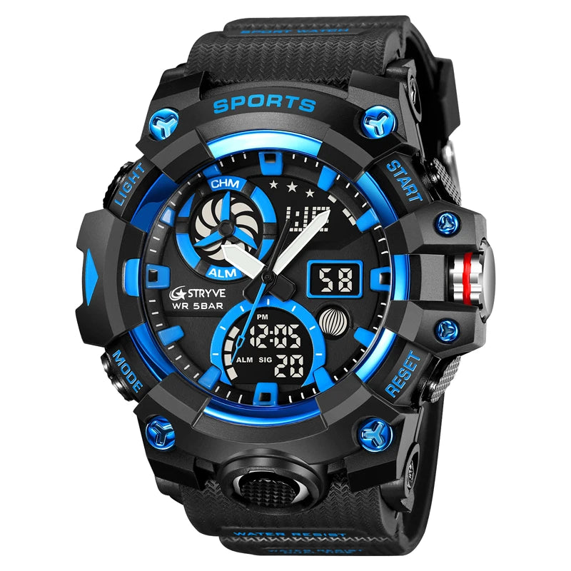 STRYVE Men’s Electronic Sports Watch – Dual Time