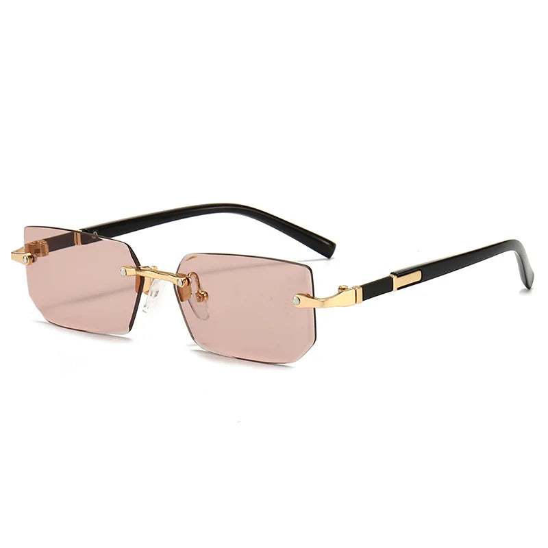 Rimless Rectangle Unisex Sunglasses – Small Summer Shades