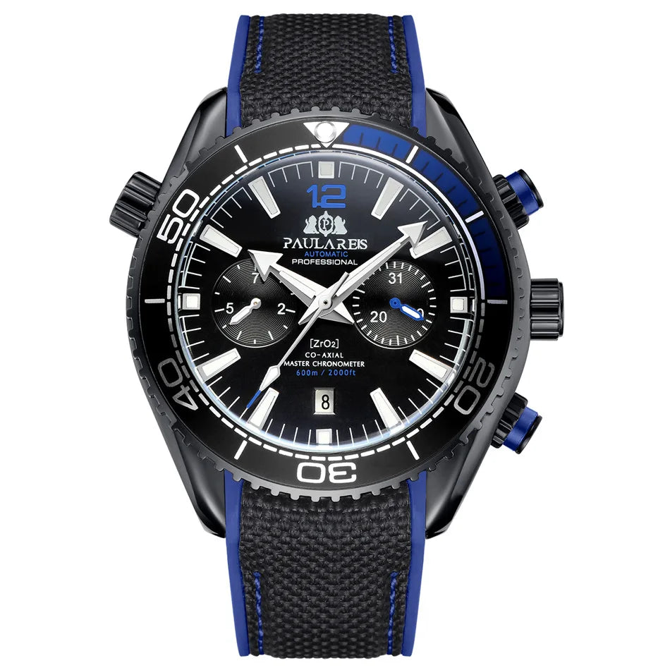 PAULAREIS P Men’s Automatic Mechanical Watch – Rubber Strap