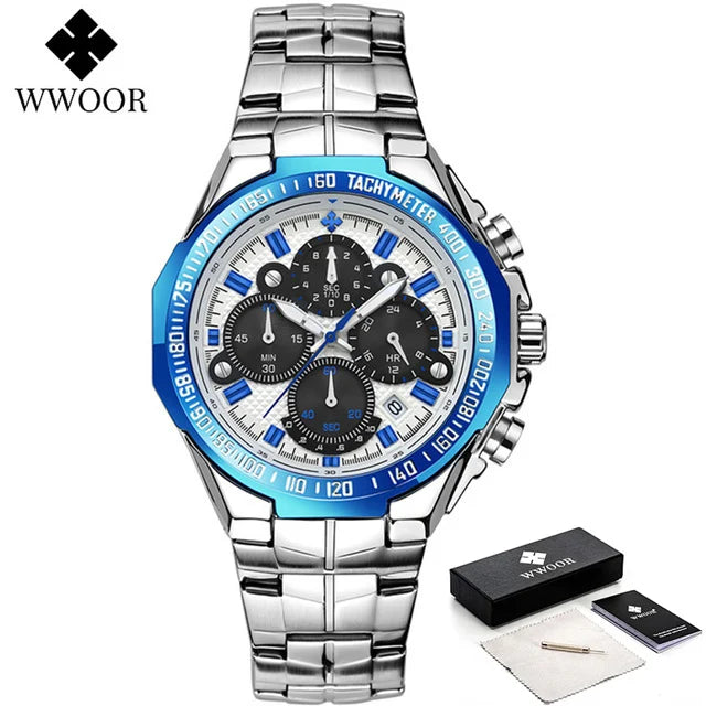 WWOOR Men's Luxury Gold Chronograph Watch – 2024 Top Brand