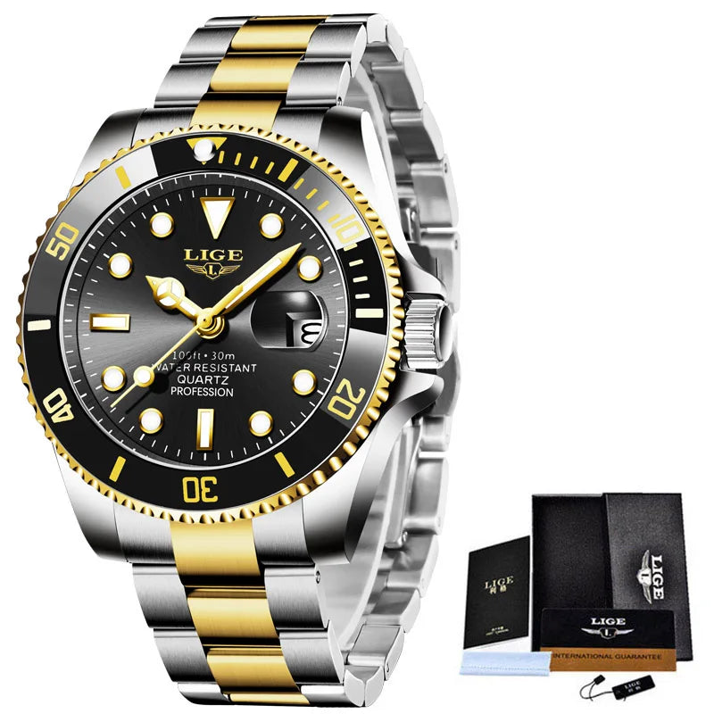 LIGE Luxury Men’s Quartz Chronograph Watch