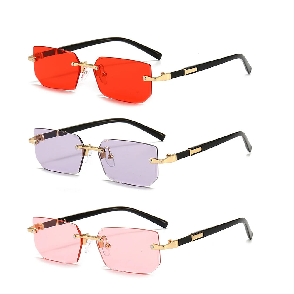 Rimless Rectangle Unisex Sunglasses – Small Summer Shades