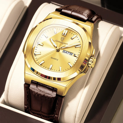 POEDAGAR Luxury Men’s Quartz Watch – Luminous, Waterproof, Leather Strap